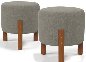 Kit Conjunto 2 Puff Banqueta Decoração Escritório Sala Quarto Retrô Redondo