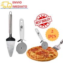 Kit Conjunto 2 Utensílios Cortador e Espátula Profissional para Pizza
