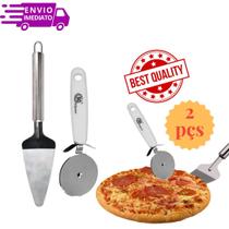 Kit Conjunto 2 Utensílios Cortador e Espátula Profissional para Pizza