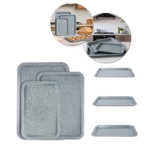 Kit Conjunto 3 Assadeiras Pao Bolo Forma Antiaderente Forno Kit Conjunto 3 Assadeiras Pao Bolo Forma Antiaderente Forno