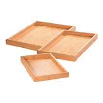 Kit Conjunto 3 Bandejas Fibra De Madeira Servir Decoração