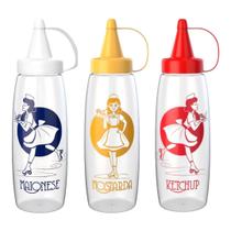 KIT Conjunto 3 Bisnagas Flexiveis para Ketchup, Mostarda e Maionese grandes 350 ml KIT Conjunto 3 Bisnagas Flexiveis para Ketchup, Mostarda e Maionese grandes 350 ml