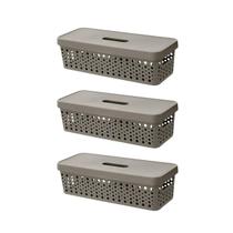 Kit Conjunto 3 Caixa Moderna Organizador 3,6 Litros Com Tampa Decorativo Armário Closet Otimização De Espaço Empilhável Multiuso