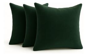 Kit Conjunto 3 Capas Almofadas Veludo Macio Decorativa 45x45 Verde