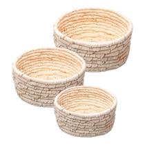 Kit Conjunto 3 Cestos Decorativos Multiuso Redondos Em Fibra Natural Trançada De Carnaúba Kit Conjunto 3 Cestos Decorativos Multiuso Redondos Em Fibra Natural Trançada De Carnaúba