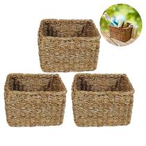 Kit Conjunto 3 Cestos Decorativos Organizadores Retangulares Multiuso Em Fibra Natural Kit Conjunto 3 Cestos Decorativos Organizadores Retangulares Multiuso Em Fibra Natural