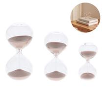 Kit Conjunto 3 Mini Ampulhetas Decorativas Modernas Em Vidro Com Areia Rose 3 5 E 7 Min