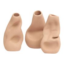 Kit Conjunto 3 Mini Vasos Decorativos Em Poliresina Estilo Orgânico Boho Chic