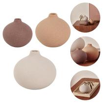 Kit Conjunto 3 Mini Vasos Decorativos Multiuso Para Mesa De Escritório Redondos Em Cerâmica Kit Conjunto 3 Mini Vasos Decorativos Multiuso Para Mesa De Escritório Redondos Em Cerâmica