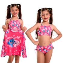 Kit Conjunto 3 Peças Biquíni E Blusa Proteção Uv 50 Infantil Juvenil 2 ao 14 Kit Conjunto 3 Peças Biquíni E Blusa Proteção Uv 50 Infantil Juvenil 2 ao 14
