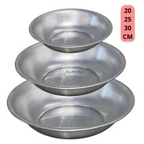 Kit Conjunto 3 Peças de Bacia em Alumínio 20cm, 25cm e 30cm Tigela Cumbuca