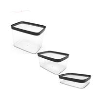 Kit Conjunto 3 Potes Herméticos Mantimentos Em Acrílico