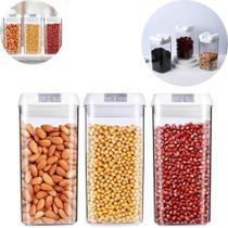 Kit Conjunto 3 Potes Herméticos Mantimentos Multiuso Conservaçâo 1200ML