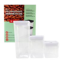 Kit Conjunto 3 Potes Herméticos Organizador Resistente Dubai 5 Litros Branco