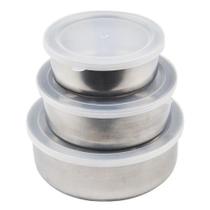 Kit Conjunto 3 Potes Inox com Tampa Plástica Kit Conjunto 3 Potes Inox com Tampa Plástica
