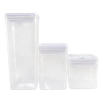 Kit Conjunto 3 Potes Organizador Mantimento Alimento Branco