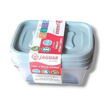 Kit Conjunto 3 Potes Plásticos BPA FREE 420 Ml Marmita Freezer Cozinha Organização de Casa Geladeira Comida Hermeticos C