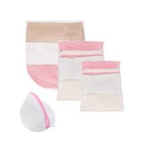 Kit Conjunto 3 Sacos Para Lavar Roupas Papa Bolinhas 1P 1M 1G 1 Saco Para Sutiã Ordene Branco