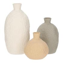 Kit Conjunto 3 Vasos Em Cerâmica Resistente Design Rústico e Orgânico