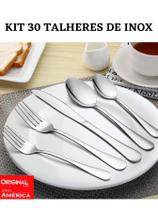 Kit Conjunto 30 Talheres Inox Garfo Faca Colher Cozinha Mesa Restaurante Bar Comida Gastronomia