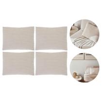 Kit Conjunto 4 Almofadas Decorativas 45x60cm Bege Em Alto Relevo Modernas
