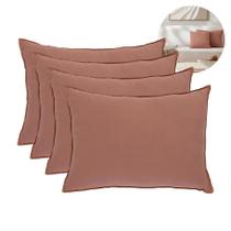 Kit Conjunto 4 Almofadas Decorativas Rosa Queimado 43x60cm Para Sofá E Cama