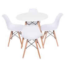 Kit Conjunto 4 Cadeiras De Jantar Sala Branca Mesa Redonda 70cm Branca
