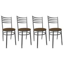 Kit Conjunto 4 Cadeiras Para Cozinha Mesa Jantar Bar Lanchonete Restaurante Preta Estofado Marrom Kit Conjunto 4 Cadeiras Para Cozinha Mesa Jantar Bar Lanchonete Restaurante Preta Estofado Marrom