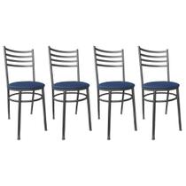 Kit Conjunto 4 Cadeiras Para Cozinha Mesa Jantar Bar Lanchonete Restaurante Preta Estofado Oceano