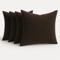 Kit Conjunto 4 Capas Almofadas Veludo Macio Decorativa 45x45 Marrom
