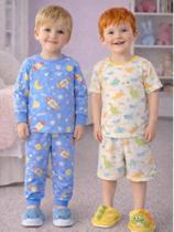 Kit Conjunto 4 peças Pijama Infantil Menina Manino 1 Blusa Manga Curta 1 Longa 1 Short 1 Calça Longa Kit Conjunto 4 peças Pijama Infantil Menina Manino 1 Blusa Manga Curta 1 Longa 1 Short 1 Calça Longa