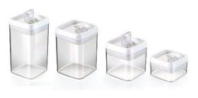 KIt Conjunto 4 Potes Hermético Mantimentos Tampa Trava Organiza