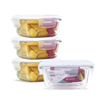 Kit Conjunto 4 Potes Vidro Hermético Tampa Plástico Marmita Mantimentos 320ml Kit Conjunto 4 Potes Vidro Hermético Tampa Plástico Marmita Mantimentos 320ml