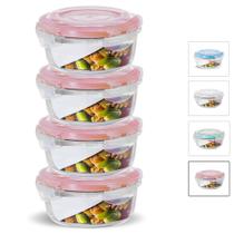 Kit Conjunto 4 Potes Vidro Hermético Tampa Plástico Marmita Mantimentos 620ml Kit Conjunto 4 Potes Vidro Hermético Tampa Plástico Marmita Mantimentos 620ml