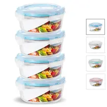 Kit Conjunto 4 Potes Vidro Hermético Tampa Plástico Marmita Mantimentos 950ml