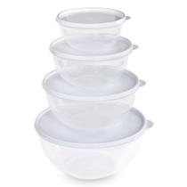 Kit Conjunto 4 Tigelas Bowls Potes Tapoer Cumbuca Plástico c/ Tampa