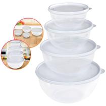 Kit Conjunto 4 Tigelas Bowls Potes Tapoer Cumbuca Plástico c/ Tampa