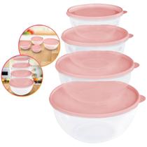 Kit Conjunto 4 Tigelas Bowls Potes Tapoer Cumbuca Plástico c/ Tampa