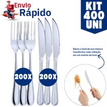 Kit Conjunto 400 Unidades Talheres Inox 200 Garfos, 200 Facas Premium