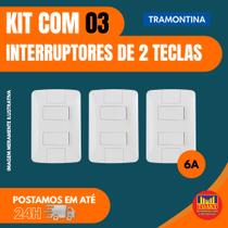Kit Conjunto 4x2 com 2 Interruptores Simples Tramontina Aria 6 A 250 V Branco Kit Conjunto 4x2 com 2 Interruptores Simples Tramontina Aria 6 A 250 V Branco