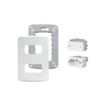 Kit Conjunto 4x2 Tomada 10A Interruptor Bipo Miluz Schneider Kit Conjunto 4x2 Tomada 10A Interruptor Bipo Miluz Schneider