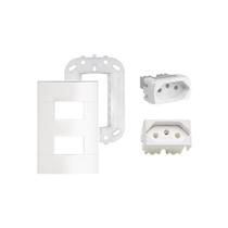Kit Conjunto 4x2 Tomada Dupla 10A e 20A Lunare Schneider branco