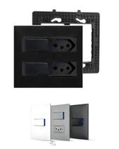 Kit Conjunto 4x4 Tomada+ Interruptor Duplos Pial Plus+ Preto