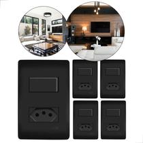 Kit Conjunto 5 Intetom Preto 4x2 250v Fame Habitat Black