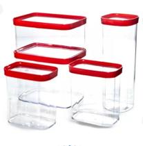Kit Conjunto 5 Potes Herméticos Anti Impacto