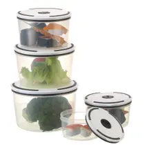 Kit Conjunto 5 Potes Herméticos Plásticos Transparente Tampa hermética com vedação Branca 400ml a 2000ml