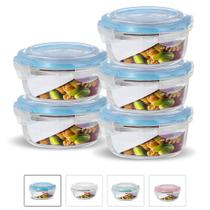 Kit Conjunto 5 Potes Vidro Hermético Tampa Plástico Marmita Mantimentos 620ml Kit Conjunto 5 Potes Vidro Hermético Tampa Plástico Marmita Mantimentos 620ml