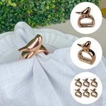Kit Conjunto 6 Argola Anel Rose Gold para Guardanapo