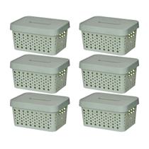 Kit Conjunto 6 Caixas Com Tampa 2 litros Multiuso Empilhável Organizador Pequeno Lavanderia Prático Versátil Decorativo Kit Conjunto 6 Caixas Com Tampa 2 litros Multiuso Empilhável Organizador Pequeno Lavanderia Prático Versátil Decorativo