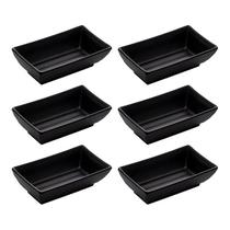 Kit Conjunto 6 Molheiras Para Shoyu Retangulares Em Melamina Culinária Japonesa Chinesa Asiática